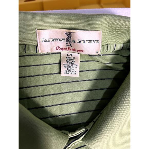 Fairway & Greene Golf Polo Men Masters Green Stripe Short Sleeve Shirt Large - Picture 4 of 8